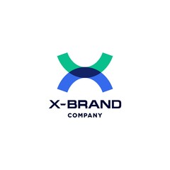 Fototapeta premium X logo letter in modern overlapping color style vector icon design