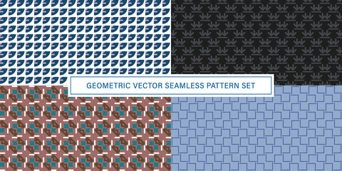 Set of geometrical Seamless Pattern vector background, texture ornament.