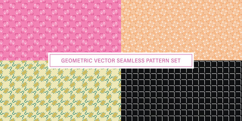 Set of geometrical Seamless Pattern vector background, texture ornament.