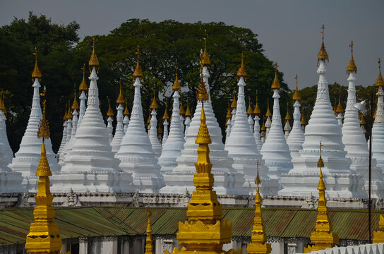 Beautiful shot of the Buddhist temple Sandar Muni Pagoda, Mandalay in Myanmar