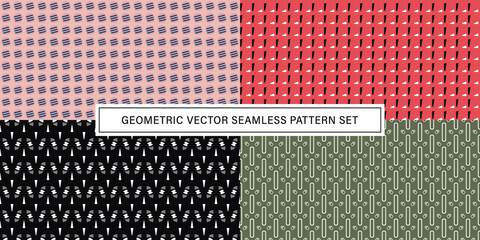 Set of geometrical Seamless Pattern vector background, texture ornament.