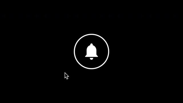 Animated mouse arrow cursor clicks on the white round bell button