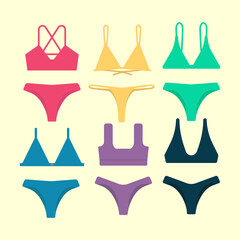Bikini Icon Set Logo Vector