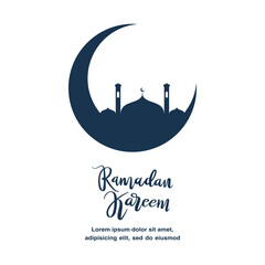 Obraz premium Cute Ramadan Kareem greeting flat illustration
