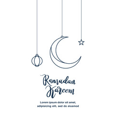 Cute Ramadan Kareem greeting flat illustration