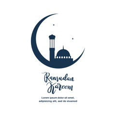 Cute Ramadan Kareem greeting flat illustration