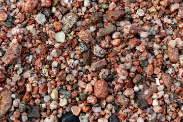 Red Sand and Stones of the red Sea Coast, Natural Texture Background