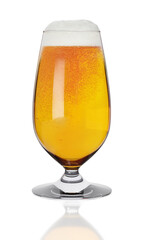 Glass of beer isolated on white background