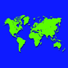 Fototapeta na wymiar Green earth map on blue background, vector illustration