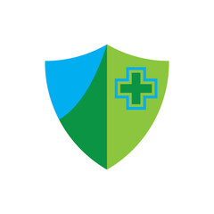 Shield  Plus medical logo design vector