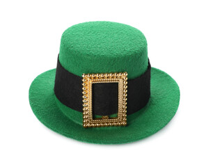 Green leprechaun hat isolated on white. Saint Patrick's Day accessory