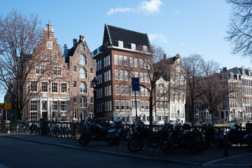 beautiful colorful old houses of Amsterdam