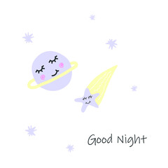 Cute Sleeping Planet and Star baby set