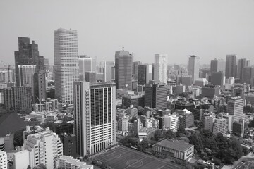 Tokyo city. Japan black and white.