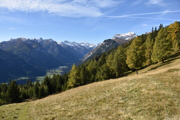 Obraz premium Wandern am Blaser am Brenner in Tirol im Almgebiet