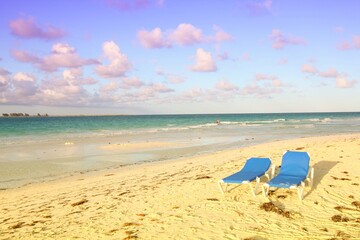 Fototapeta na wymiar Cuba beach. Beautiful Caribbean sandy beach in Cuba.