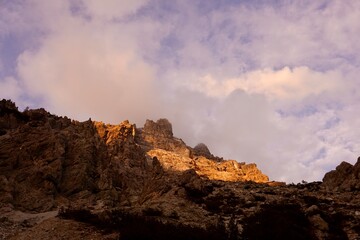 Sunset light over the mountains of the Bavarian Alps