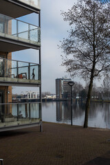 reflection of the city in the canal