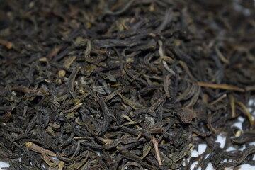 Green, black, herbal tea on a white background.