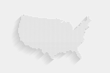 Dotted Style of white color United States map, white dotted USA map with shadows, vector