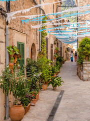 Fototapeta na wymiar street in the old town of Valldemosa on the island of majorca,balearic,spain