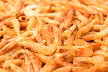 Dried shrimp on white background