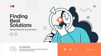 Landing page template of Digital Solutions Business Analytics and Planning. Modern Flat style. Vector