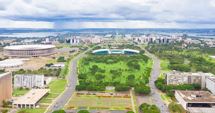 Bras&iacute;lia DF, avenue of the monumental axis in the Federal District, Brasilia, Brazil