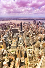 Manhattan New York cityscape. Manhattan aerial view - New York City. Filtered colors style.