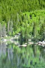 Bear Lake in Rocky Mountains National Park. American mountain landscape in Colorado. Beautiful America.