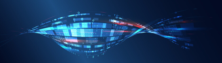 Cyber Security for business and internet project. Abstract futuristic background. Hi-tech business presentation. Big data stream concept.