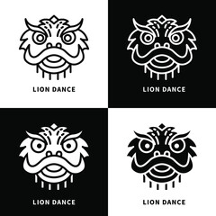 Lion Dance and Chinese New Year Festival Icon. Chinese Dragon Mascot Logo Vector