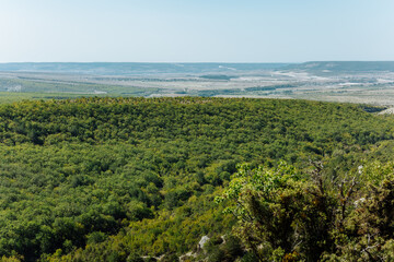 Fototapeta na wymiar The view from the observation deck in Chufut-Kale. Bakhchisarai.Crimea.