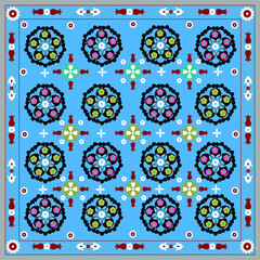 Fototapeta na wymiar Orient pattern carpet - suzane or suzani or syuzane, traditional handmade carpet in Uzbekistan and Central Asia, nowadays using for designed creative interiors