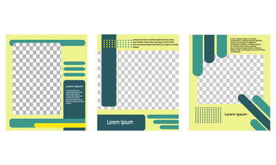 Set of Editable minimal square banner template, with stripe line shape. Suitable for social media post, web internet ads, elegant sale and discount promo.