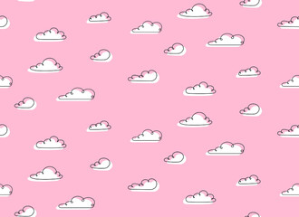 Cartoon Manga Style Cloud Walpaper Seamless Pattern for Kids Global Colors used.