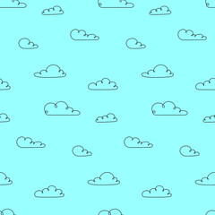 Cartoon Manga Style Cloud Walpaper Seamless Pattern for Kids Global Colors used.
