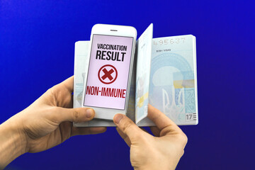 Positive vaccination result of COVID-19 coronavirus disease, new normal passport documents for travel concept