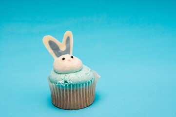 Closeup shot of Easter muffin. Minimalistic compostion