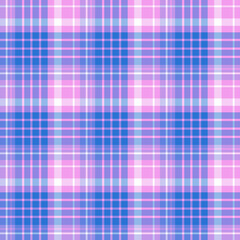 Seamless pattern in evening pink, dark blue, white and violet colors for plaid, fabric, textile, clothes, tablecloth and other things. Vector image.
