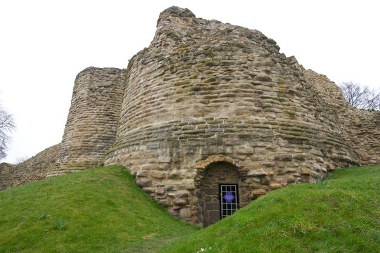 Remains of a tower, part of Pontefract Castle in West Yorkshire