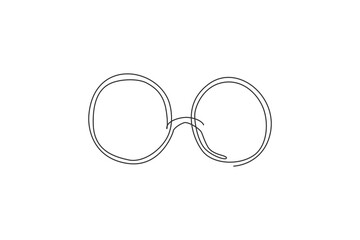 One continuous line drawing of nerd old round shaped glasses logo icon. classic glasses frame for optical shop logotype symbol template concept. Trendy single line draw design vector illustration