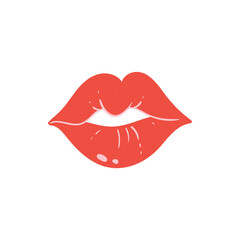 Red lips. Happy valentines day and weeding design elements. Vector illustration.