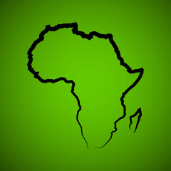Sketch African continent Flat icon Image. Africa background Picture. Silhouette