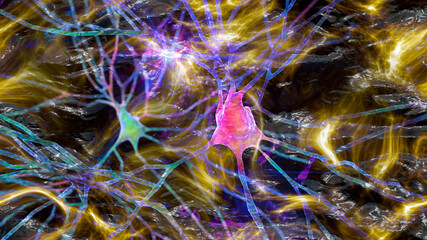 Neurons in dementia, conceptual illustration