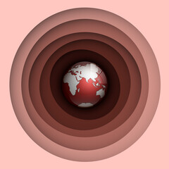 planet world map with ocean banner. Globe icon. Planet Earth on black background. Continents world picture. Colorful planet poster presentation