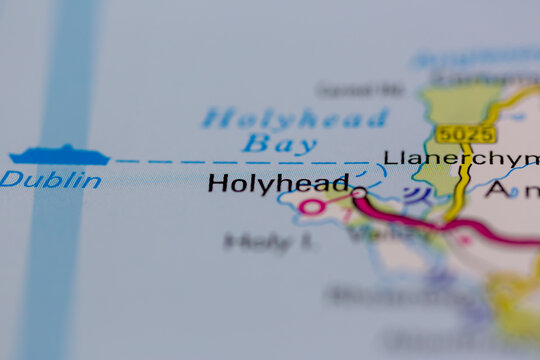 03-01-2021 Portsmouth, Hampshire, UK Holyhead Shown on a road map or Geography map and atlas