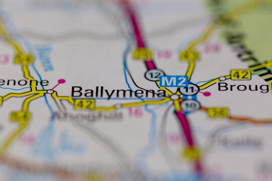 03-01-2021 Portsmouth, Hampshire, UK Ballymena Shown on a road map or Geography map and atlas