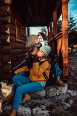 a young couple enjoying a beautiful cottage in nature