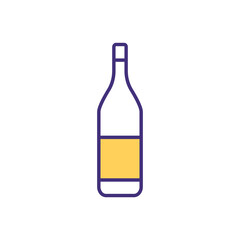 Alcohol bottle RGB color icon. Gin, scotch, whisky. Alcoholic beverages. Standard capacity. Different shapes and sizes. Vintage, collectible glass bottle. Wine production. Isolated vector illustration